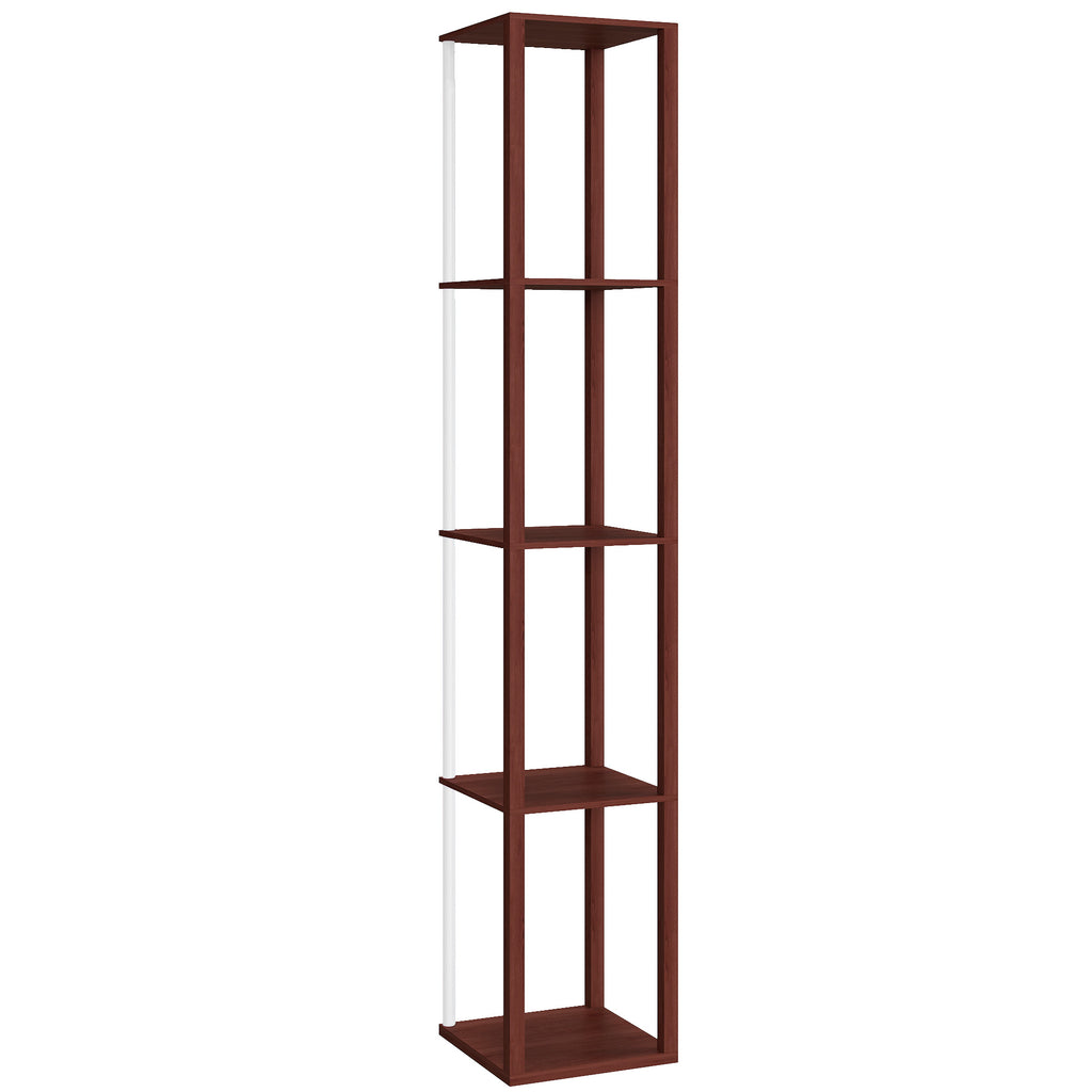 RGB LED Floor Lamp with Shelves, Modern Dimmable Standing Lamp with Remote Control, Adjustable Brightness & Speed for Living Room, Bedroom, Office, Brown