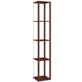 RGB LED Floor Lamp with Shelves, Modern Dimmable Standing Lamp with Remote Control, Adjustable Brightness & Speed for Living Room, Bedroom, Office, Brown