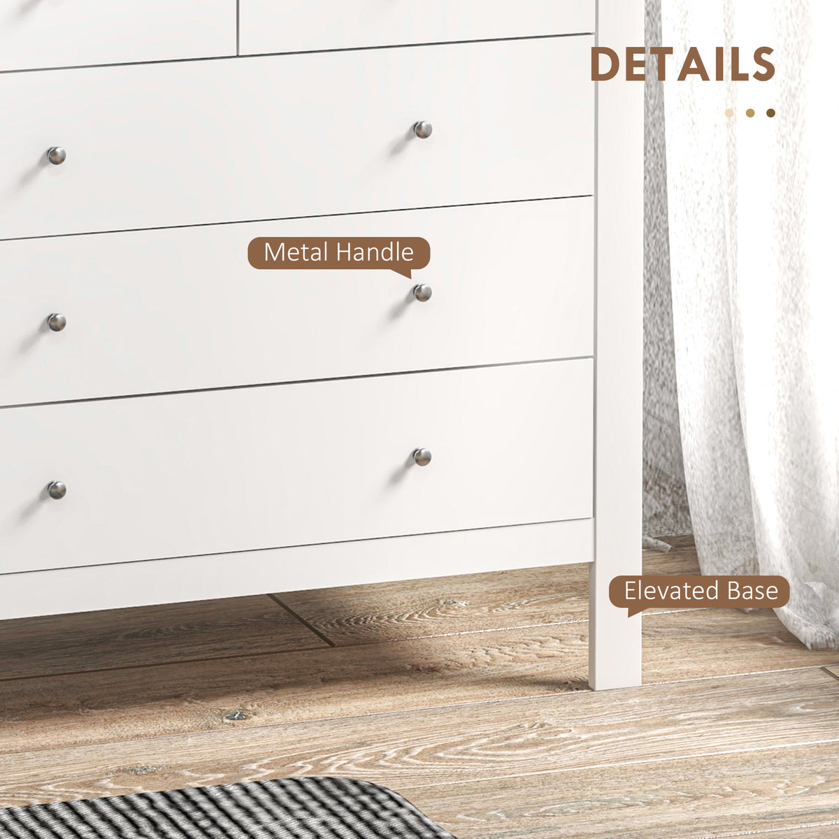 5 Drawer Chest of Drawers, Modern Dresser for Bedroom, Wide Storage Unit for Living Room, Hallway, Closet, White