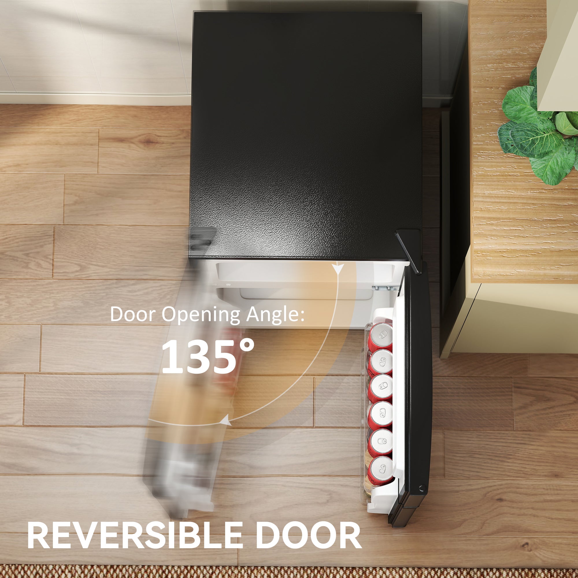88L Under Counter Fridge Freezer, Small Refrigerator with 5-Setting, 3 Star Freezer Rating, Black and Silver Tone