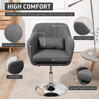 HOMCOM Swivel Accent Chair, Linen Fabric Tub Vanity Chair, Modern Armchair with Adjustable Height and Lumbar Support for Living Room Bedroom Salon Make up Room Dressing Table, Dark Grey