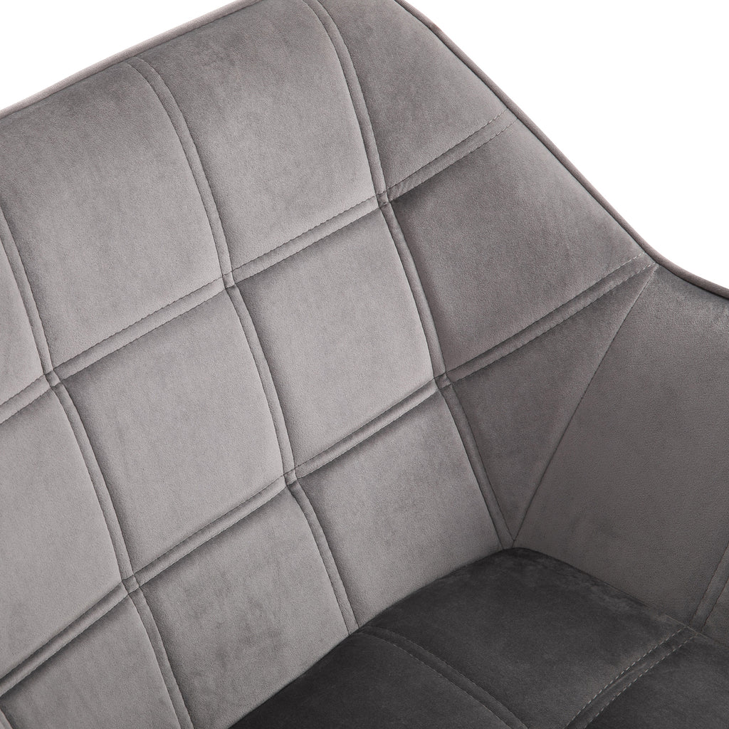 HOMCOM Accent Chair, Velvet Upholstered Vanity Tub Chair with Flared Armrests, Slanted Back, Solid Wood Legs, Comfy Padding Armchair, Home Bedroom Furniture Seating, Set of 2, Grey