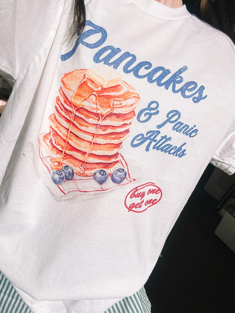 Pancakes & Panic Attacks printed tee