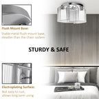 Modern Chandelier, Semi-Flush Mount Ceiling Light with Glass Lampshade, 2 x E27 Bulb Base for Hallway, Dining Room, Living Room, White and Silver