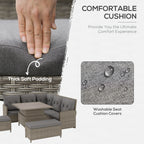Outsunny 6 Pieces Outdoor PE Rattan Garden Furniture, Patio Wicker Sectional Conversation Corner Sofa with Soft Padded Cushion and Liftable Coffee Table, 123 x 55 x 84 cm, Light Grey