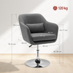 HOMCOM Swivel Accent Chair, Linen Fabric Tub Vanity Chair, Modern Armchair with Adjustable Height and Lumbar Support for Living Room Bedroom Salon Make up Room Dressing Table, Dark Grey