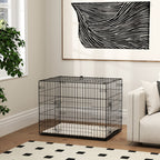 PawHut Foldable Dog Crate with 2 Doors with Tray, Soft Cushion, for Small Dogs, 75 x 49 x 53 cm, Black