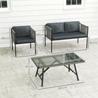 Outsunny Four-Piece Round Rattan Rope Sofa Set - Grey