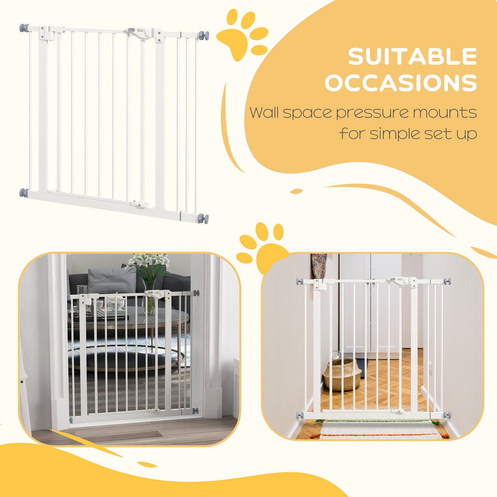 PawHut Adjustable Safety Gate w/ One Extensions, Four Adjustable Screws, White