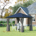Outsunny 3 x 3(m) Hardtop Gazebo Canopy with Polycarbonate Roof, Alloy Aluminium Frame, Black