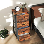 HOMCOM Chest of Four Fabric Drawers - Rustic Brown