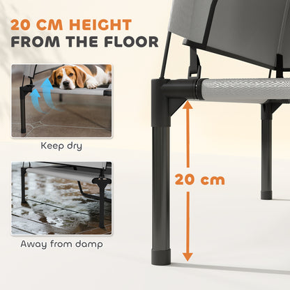PawHut Portable Elevated Dog Bed with Removable Canopy, Cooling Raised Pet Cot for Medium Large Dogs, 92 x 75 x 85 cm