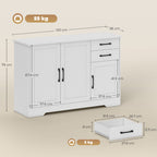 HOMCOM Sideboard with 2 Drawers Modern Storage Cabinet, Kitchen Cupboard with Adjustable Shelf and 3 Doors White