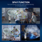 Spray Misting Fan, Floor Fan with Water Mist Spray, 70° Oscillation, Tilt Head, 3 Speeds, 2.8L Water Tank, White