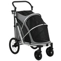 PawHut Dog Stroller, Easy Folding Pet Stroller for Small and Medium Dogs with Shock Absorption, Maximum Load 20 kg, Grey