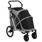 PawHut Dog Stroller, Easy Folding Pet Stroller for Small and Medium Dogs with Shock Absorption, Maximum Load 20 kg, Grey