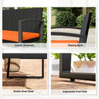 Outsunny Two-Seater Rattan Garden Bench - Orange