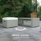 Outsunny Six-piece Outdoor Rattan Dining Set, Outdoor Sofa Set with Reclining Armchairs and Mental Frame, Grey