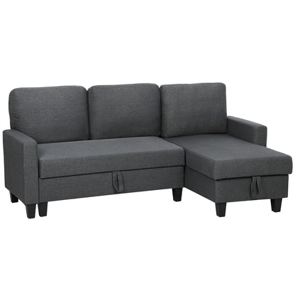 Three-Seater Storage Sofa Bed -  Charcoal Grey