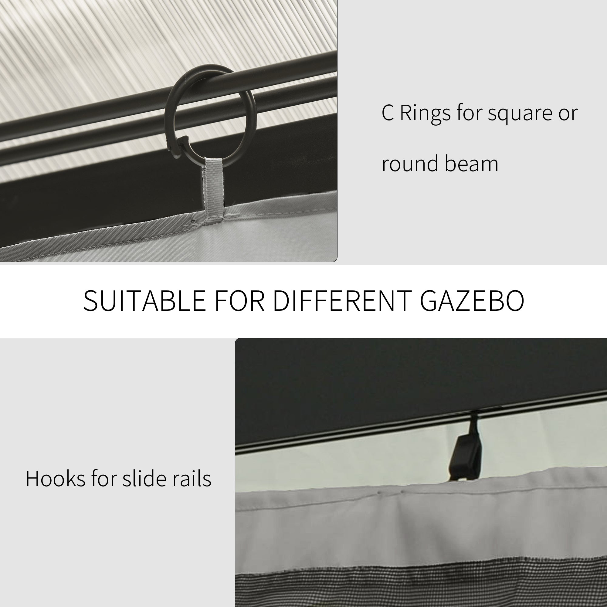 Outsunny Set of Four 3 x 3m Gazebo Replacement Walls - Light Grey
