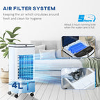 3-in-1 Evaporative Air Cooler with 4L Water Tank, Portable Fan Cooler with Automatic Oscillation, Timer, Remote, White