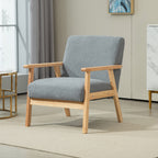 HOMCOM Modern Armchair, Sherpa Fleece Upholstered Accent Chair with Solid Wood Legs and Wide Seat, Padding Lounge Chair for Living Room Bedroom Office, Grey