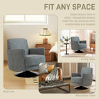 HOMCOM Upholstered Swivel Accent Chair with Thick Padding, Grey