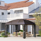Outsunny 3 x 4m Hardtop Gazebo Canopy with Metal Roof, Aluminium Gazebo Permanent Pavilion with Netting and Curtains, Dark Grey