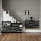 HOMCOM Rustic Chest of Seven Fabric Drawers - Black