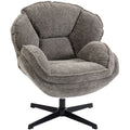 HOMCOM Modern Wingback Accent Chair, Velvet Armchair with Four-Star Base, S-Springs, Swivel, Grey