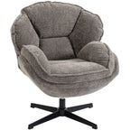 HOMCOM Modern Wingback Accent Chair, Velvet Armchair with Four-Star Base, S-Springs, Swivel, Grey