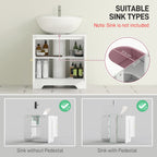 HOMCOM Under Sink Bathroom Cabinet with 2 Arch Doors - White