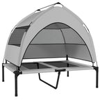 PawHut Portable Elevated Dog Bed with Removable Canopy, Cooling Raised Pet Cot for Medium Large Dogs, 92 x 75 x 85 cm