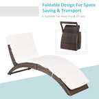 Outsunny Folding Sun Lounger, PE Rattan Garden Lounger Chair with Soft Padded Cushion, Ergonomic Curved Design Sun Bed for Balcony, Garden, Brown