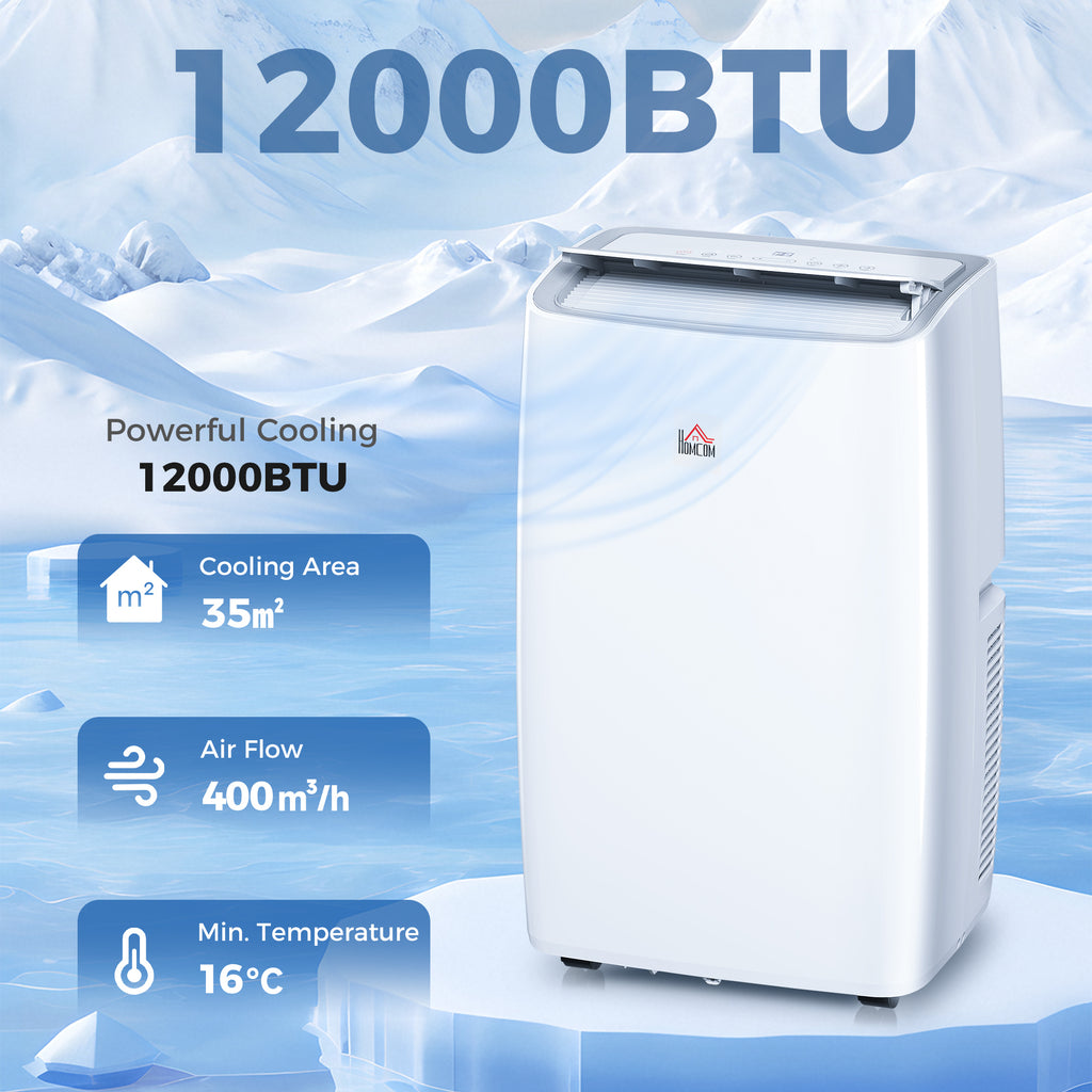 Portable Air Conditioner 12000 BTU BTU, 4-in-1 Air Conditioning Unit, Dehumidifier, Cooling, Fan, Child Lock, 35 m²