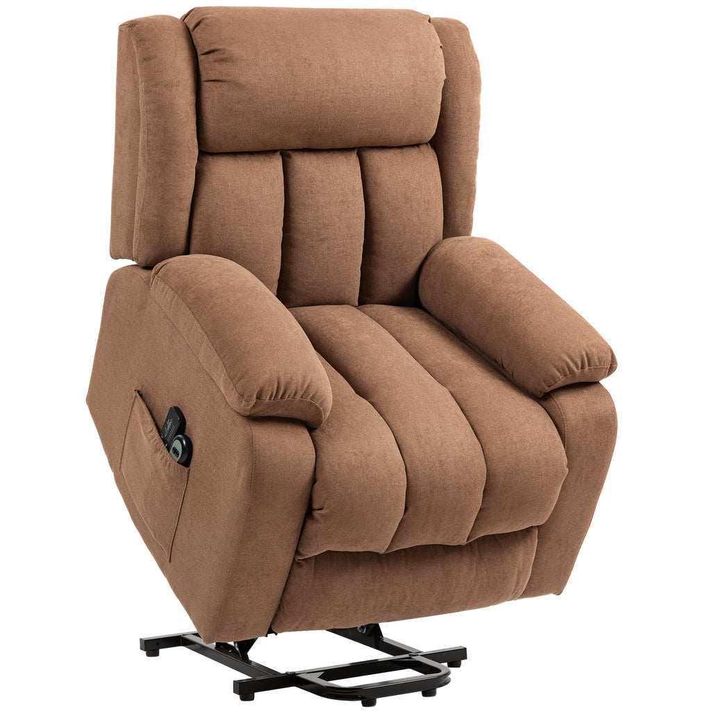 HOMCOM Power Lift Recliner Chair with Vibration Massage, Lift Chair for Elderly with Footrest, Remote, Side Pocket, Brown