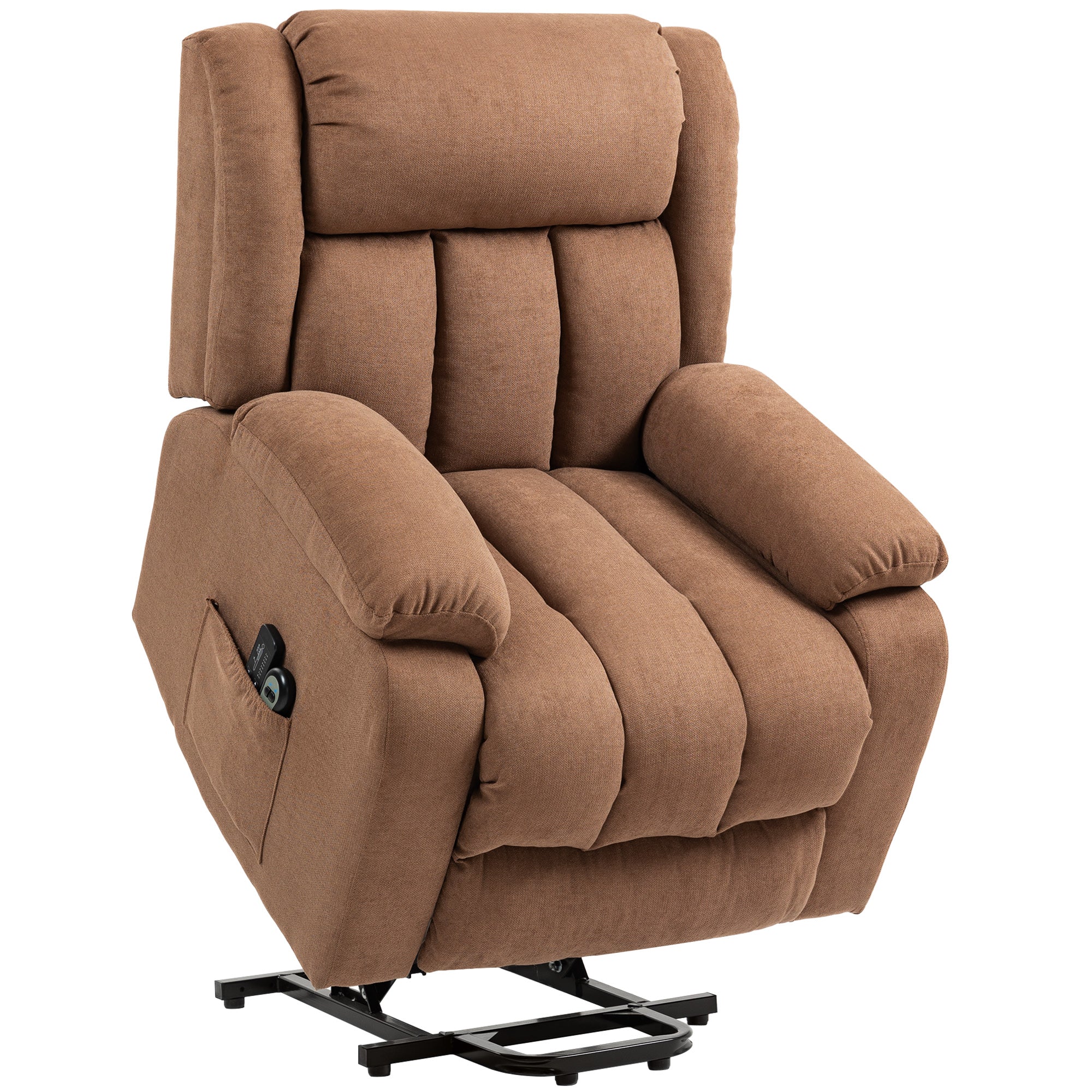 HOMCOM Power Lift Recliner Chair with Vibration Massage, Lift Chair for Elderly with Footrest, Remote, Side Pocket, Brown