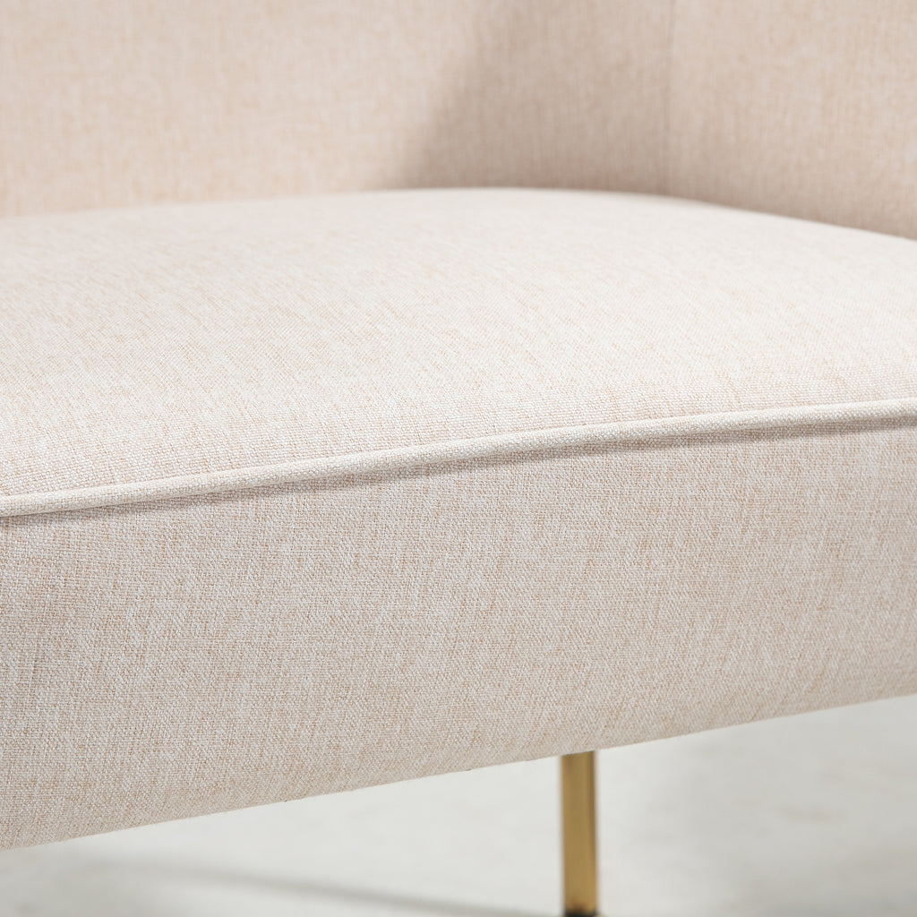 HOMCOM Fabric Accent Chair, Modern Armchair with Metal Legs for Living Room, Bedroom, Home Office, Cream