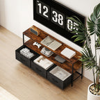 TV Stand Cabinet with 3 Foldable Drawers - Rustic Brown