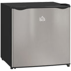 46 Litre Table Top Mini Fridge, Small Fridge with Ice Box, Reversible Door, Adjustable Temperature and Legs for Bedrooms, Home Office, Silver Tone