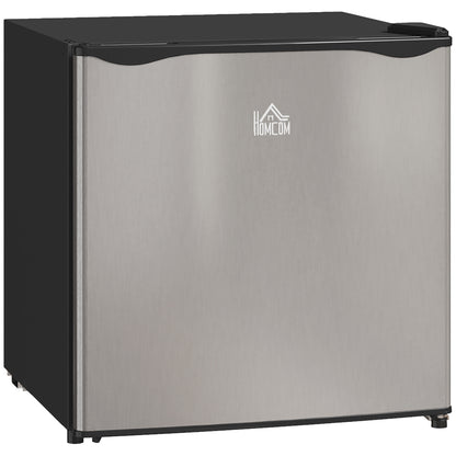 46 Litre Table Top Mini Fridge, Small Fridge with Ice Box, Reversible Door, Adjustable Temperature and Legs for Bedrooms, Home Office, Silver Tone