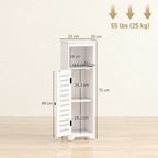 HOMCOM Bathroom Floor Cabinet, Bathroom Storage Unit with Louvered Door, Open Shelf, Adjustable Shelf, White, 22 x 20 x 75 cm
