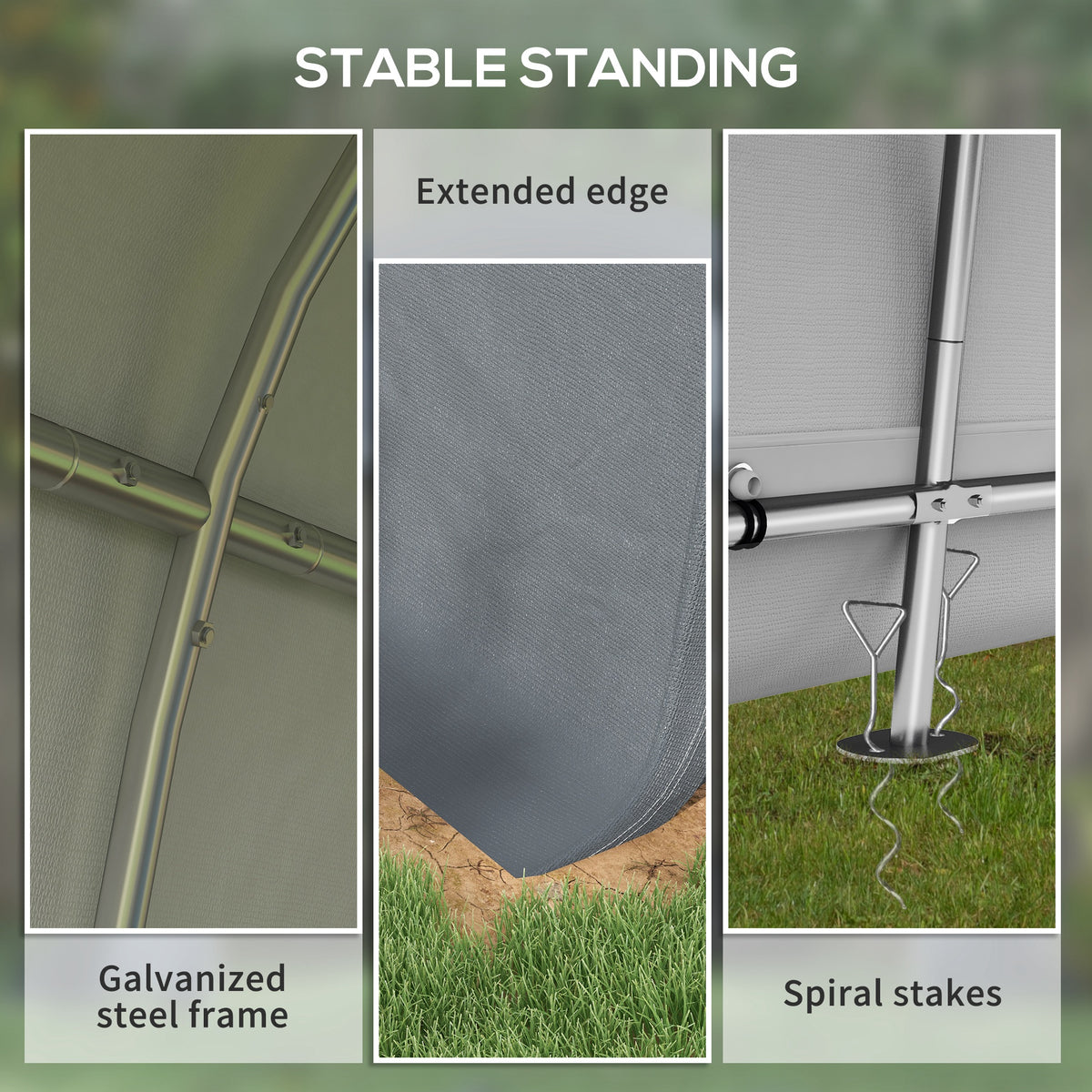 Outsunny 3 x 3(m) Garden Storage Tent, Heavy Duty Outdoor Shed with 2 Doors, Waterproof Portable Shed Storage Shelter with Galvanised Steel Frame for Bike, Motorcycle, Garden Tools, Grey