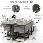 Outsunny 10 Seater Rattan Cube Garden Furniture Set, Rattan Dining Set with Cushions, Outdoor Dining Table and Chairs with 6 Armchairs, 4 Stools, Rectangular Wood Grain Plastic Top Table, Grey