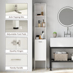 HOMCOM Tall Bathroom Cabinet with Open Shelves and Adjustable Shelf - White