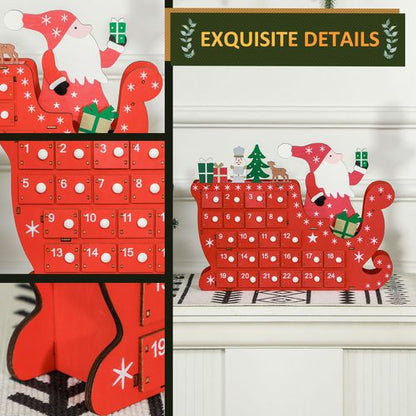 Homcom Advent Calendar, Christmas Countdown Calendar with 24 Drawers