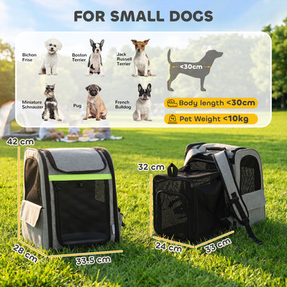 PawHut Dog Carrier Backpack Expandable, Breathable Pet Carrier Bag for Small Puppy Cat with Reflective Strip for Travel Hiking