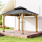 Outsunny 3.5 x 3.5m Outdoor Hardtop Gazebo Canopy with Two-tier Metal Roof, Black