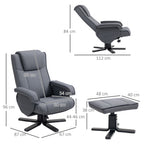 HOMCOM Swivel Recliner Chair with Footstool - Charcoal Grey Linen