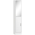 kleankin Tall Bathroom Cabinet with Mirror and Adjustable Shelf - White